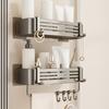 Aluminum Alloy Bathroom Storage Rack Wall Mounted Non Perforated Bathroom Toiletries Holder Shower Storage Shelf Home