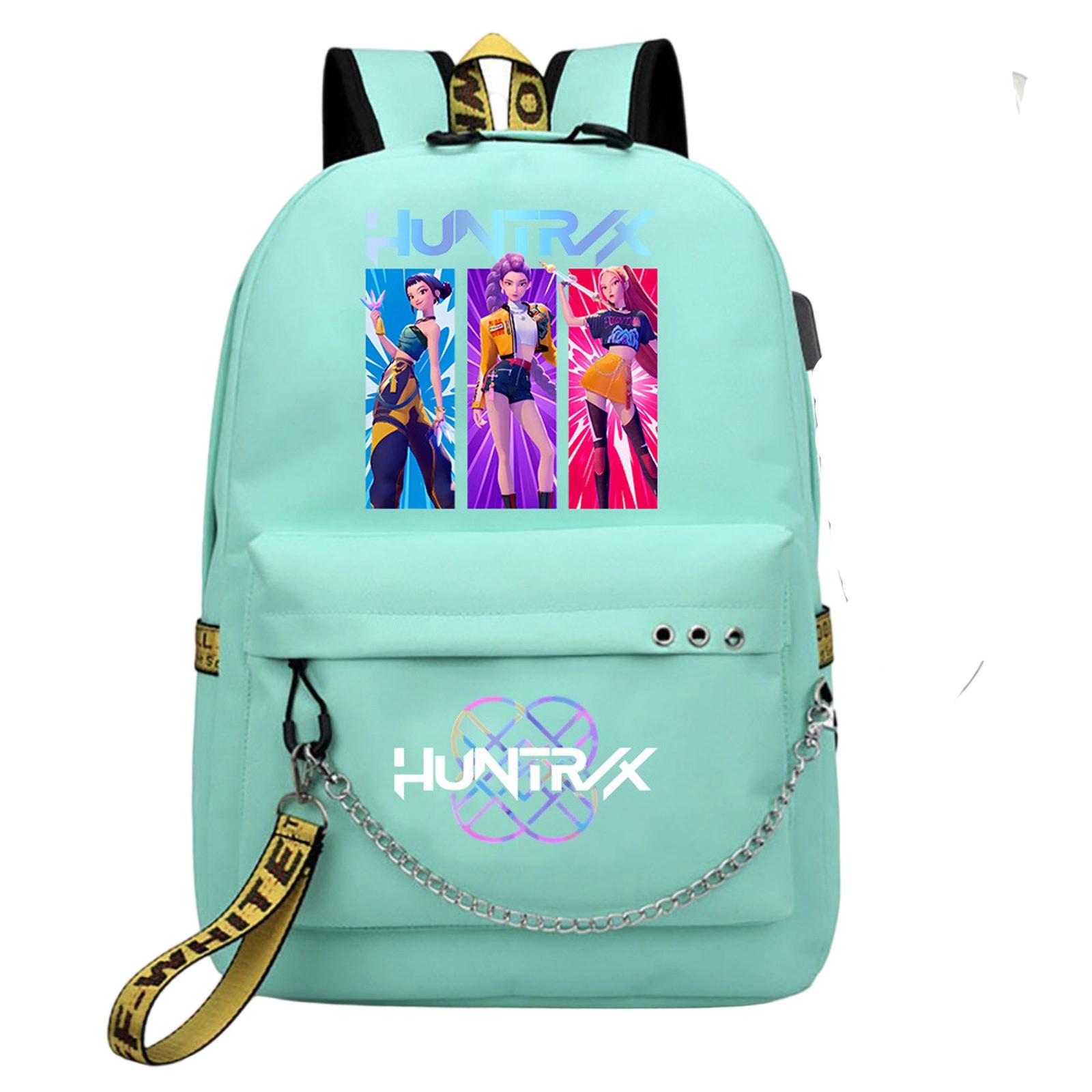 

Witch Girl Group Print Student Backpack Iron Chain Trendy Backpack USB Backpack One Size