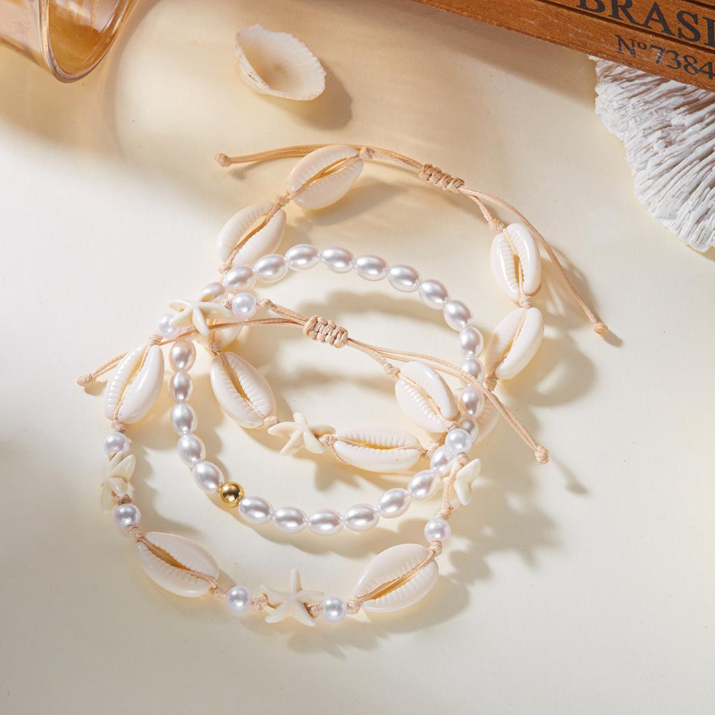 Bohemia Starfish Shell Pearl Anklets For Women Soft Clay Pottery Beaded Barefoot Ankle Bracelet Summer Beach Leg Foot Jewelry