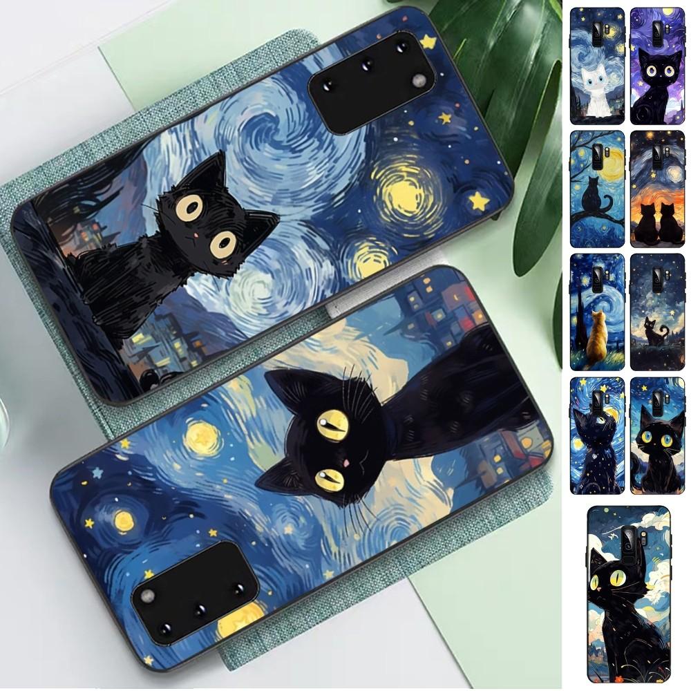 Starry Sky Cat Phone Case For Samsung S 9 10 20 21 22 23 30 23 24 Plus Lite Ultra FE S10lite Fundas