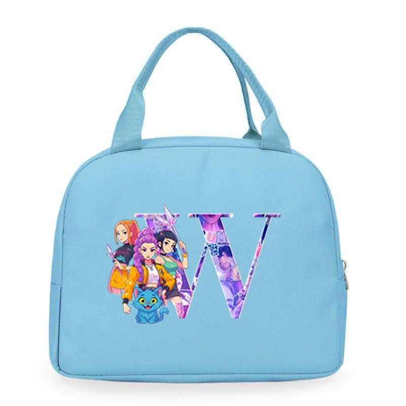 Trend Kpop Anime Cartoon Peripheral 26 Letter Printing Bento Bag Commuter Portable Lunch Box Bag