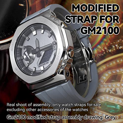 Waterproof, Flexible Watch Band, Fluorocarbon Rubber Strap with Butterfly Buckle, Customizable Watch Accessory for Casio and G-SHOCK GM2100/GM-2100B (