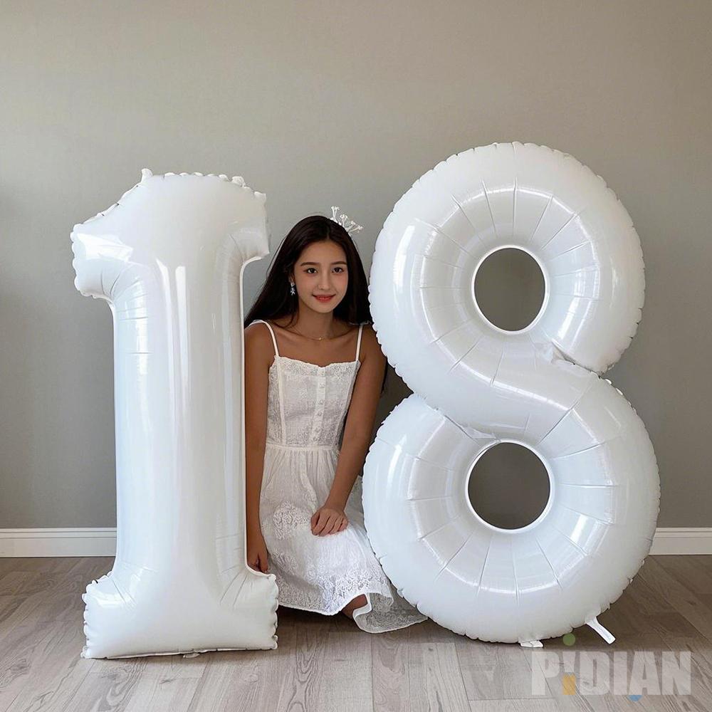 40inch White Number Foil Balloons Figure Digit Happy Birthday Party Wedding Decoration Kids Toy Helium Globos Wholesale Balloon