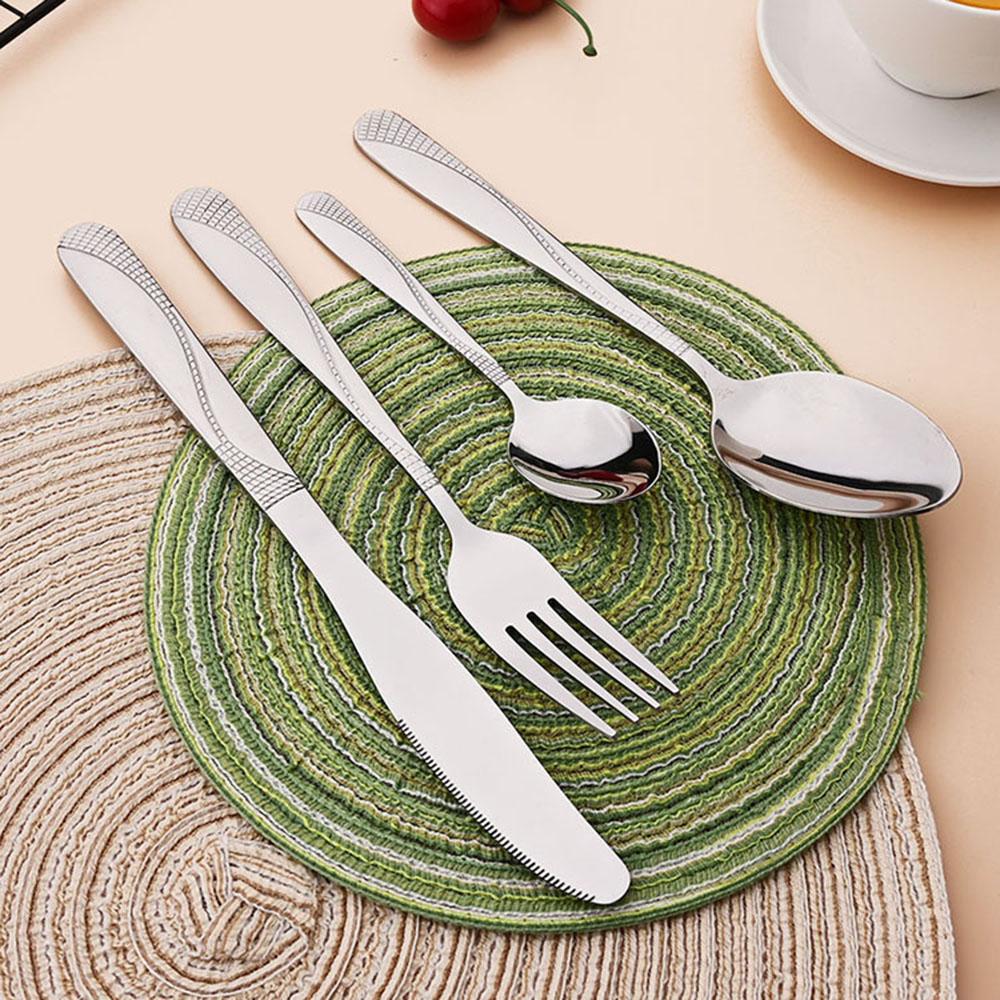 4Pcs Silver Gold Stainless Steel Tableware with Dinner Knife Dinner Fork Soup Spoon Tea Spoon Delicate Household Tableware