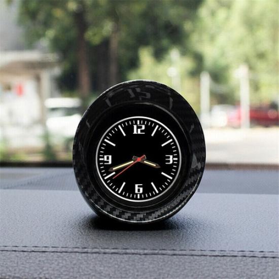 Car SUV Dash Clock Luminous Pointer Time Gauge w/ Carbon Fiber Look Alloy Shell