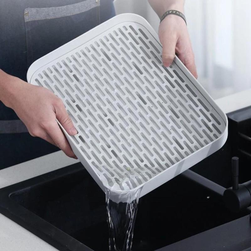Rechteckiger Schalenständer Obst-Abtropfschale Essstäbchen-Box Küchen-Aufbewahrungsschale Wasserbecher-Abtropfschale Obstkorb Tee-Tabletts Organizer