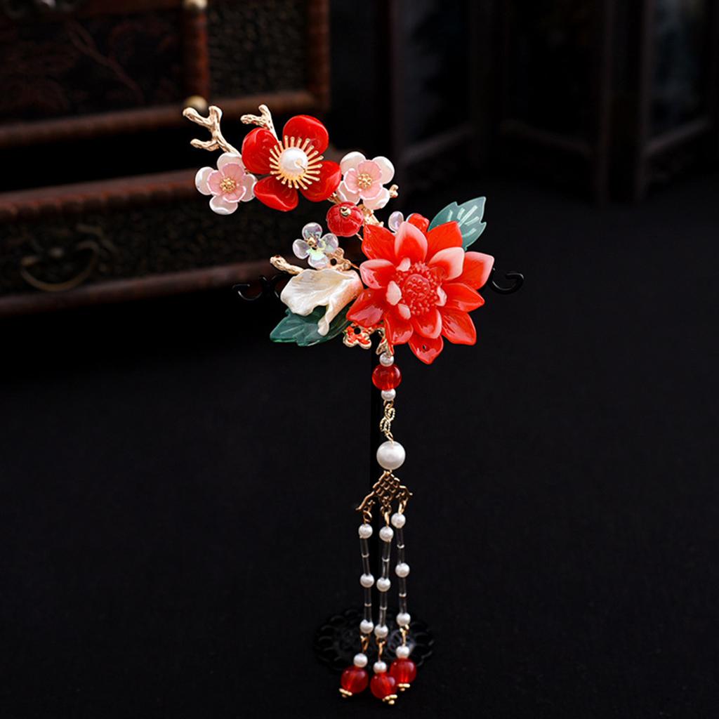 Vintage Chinese Style Hair Clip Handmade Tassel Flower Hair Clip For Women Girls Elegant Hanfu Metal Jewelry Hair Accessories