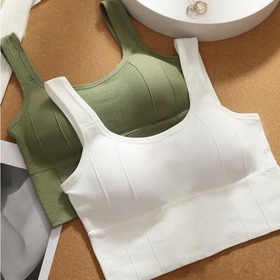 Reggiseno sportivo traspirante Top corto antiurto Top fitness antisudore Reggiseno yoga senza cuciture da donna Top sportivo push up Top da allenamento in palestra