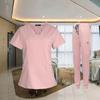 Female Scrub Set, V Neckline Machine Washable Beauty Parlour Comfortable with Multi Pockets Nurse