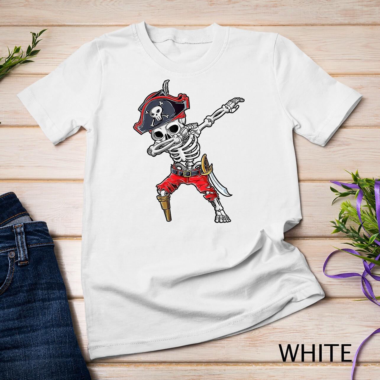 Dabbing Skeleton Pirate T Shirt Halloween Kids Jolly Roger Unisex T-shirt S разноцветный