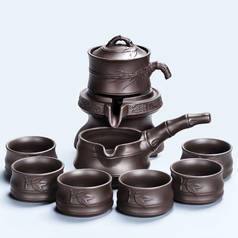 Purple Clay Stone Grinding Semi-automatic Tea Set Creative Kung Fu Tea Hot Sales of Tea Set.Creative