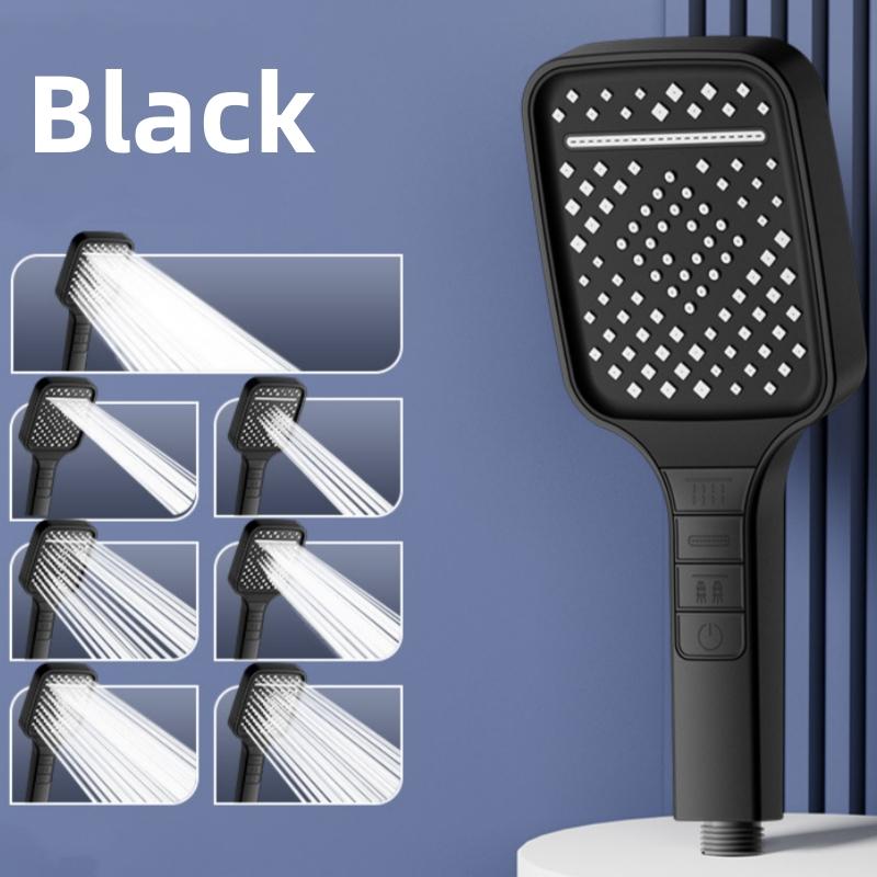 Cap de duș mare cu 7 moduri, reglabil cu o singură cheie, baie de înaltă presiune, cu economie de apă, duze pentru baterie de duș, accesorii pentru baie