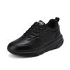 Lightweight Black Leather Women's Sneakers - Big Size, Comfortable, Autumn/Winter Collection, Size 42