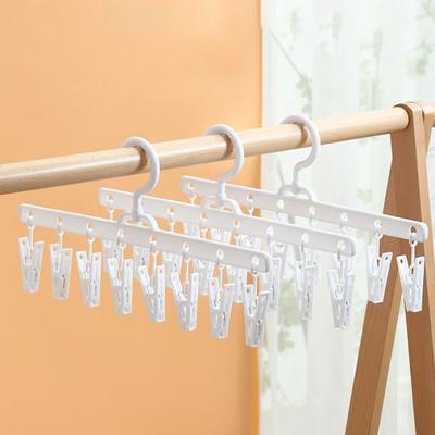 Cabide de plástico para secar roupas, à prova de vento, com 8 clipes, para secar meias, para roupas íntimas e meias