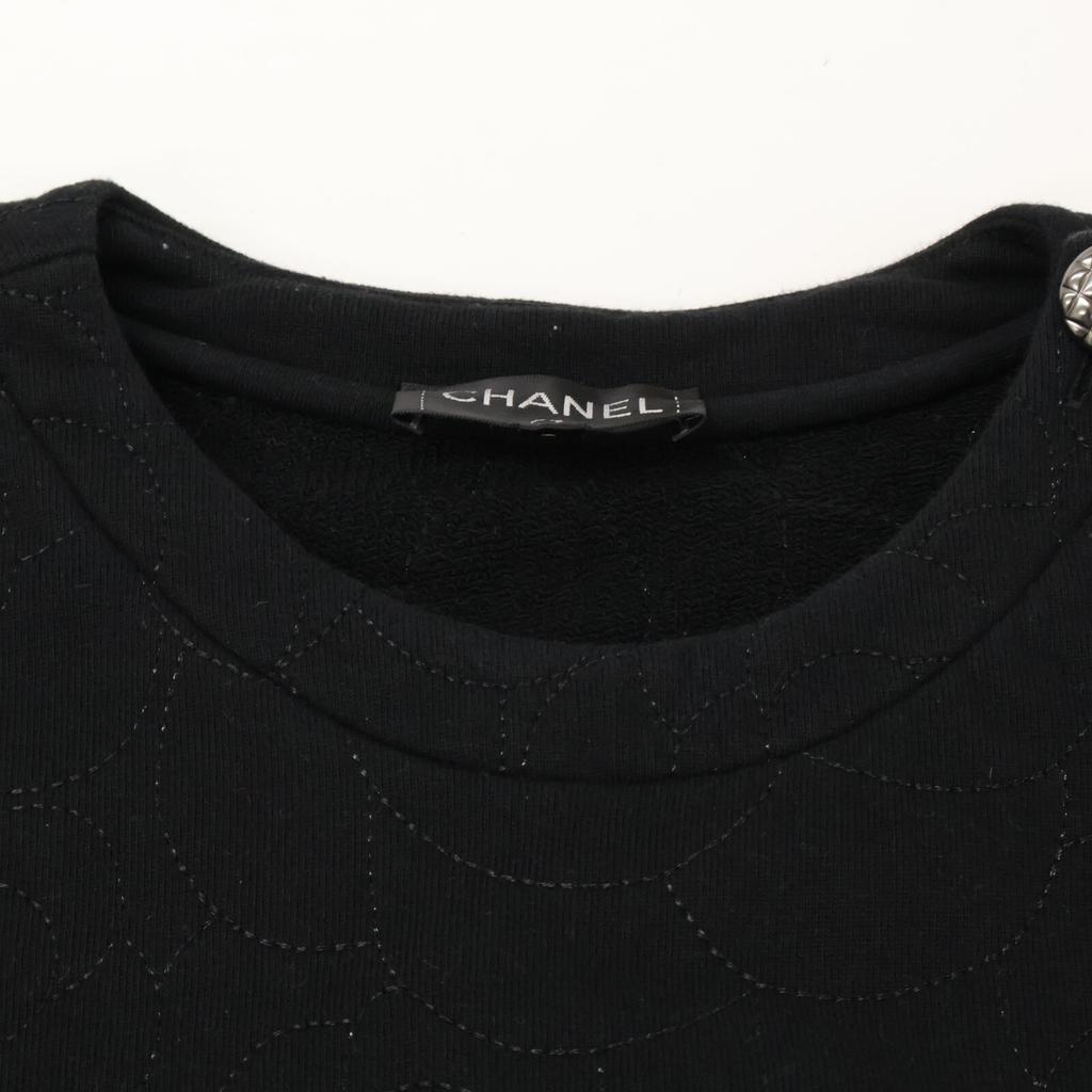 Chanel [Condiție Excelentă] P59465K07820 Buton cu Logo CC Hanorac/topuri brodat cu Camelii 40 negruFolosit