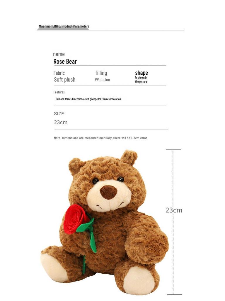 Rose Teddy Bear Plush Doll - Cute Gift for Girls