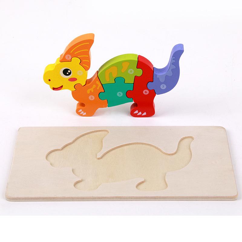 

New High Quality Baby Wooden 3D Puzzle Game Cartoon Animal Intelligence Jigsaw Shape Matching Montessori Toys For Children Gifts