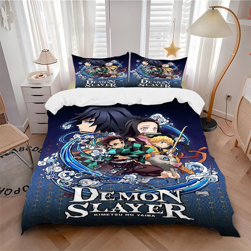 

3pc Demon Slayer Bedding Set Guest Room Bedroom Decor Christmas Halloween Decor Birthday and Holiday Gifts- All Seasons 3pcs Quilt 067 135x200cm