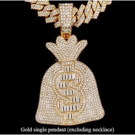 New Arrival Alloy Money Bag & Coin Pendant Cuban Chain Necklace - Trendy Hip-Hop Rap Jewelry for Men