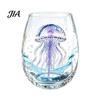Durable Thick Base Glass Cups Stemless Wine Glasses with Marine Animal Pattern, 420ml Capacity, High Borosilicate Decorative Aesthetic Water Tumblers