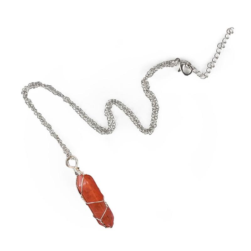 Healing Crystal Pendant Necklaces Pointed Stone Charm Necklace Spiritual Gemstones Pendants Jewelry for Women Girls