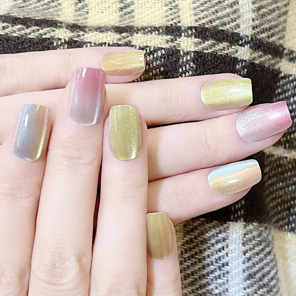 

Носимый маникюр, французские накладные ногти, кошачий глаз, модные накладные ногти для женщин