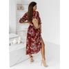 Women's Summer Dress Long Sleeve V-neck Side Slit Printed Long Dress