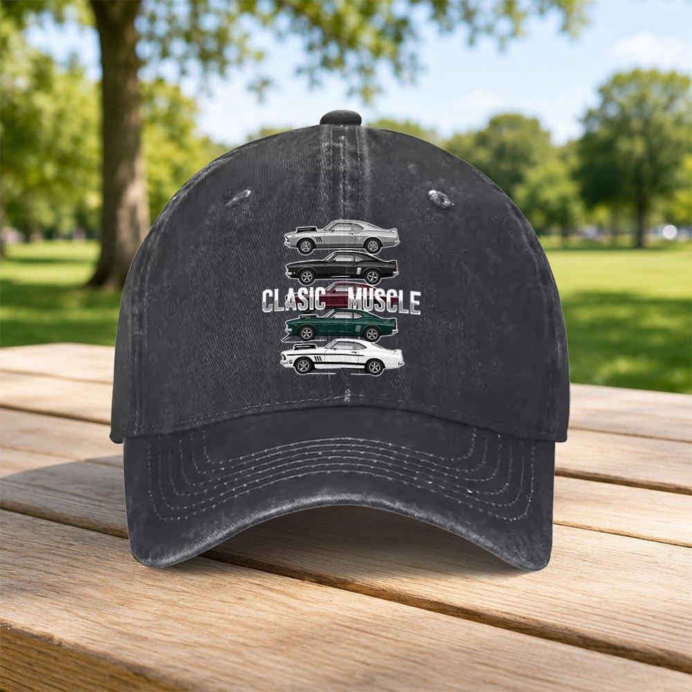 Classic Muscle Car Washed Baseball Cap Unisex Dad Hat Retro Sports Casual Fashion