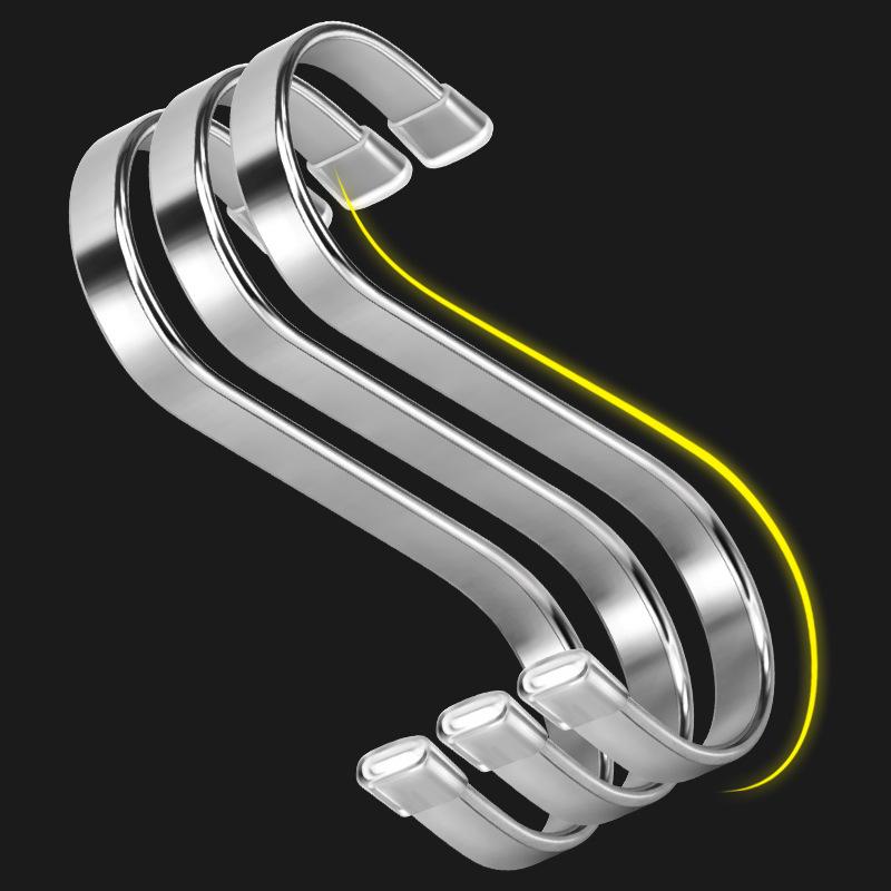 Stainless Steel S-Shaped Storage Hooks for Kitchen and Bathroom