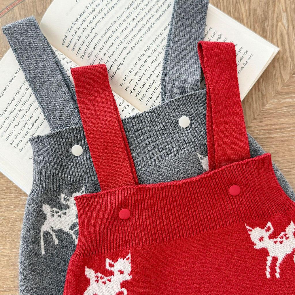 Baby Hirsch Jacquard Strick Strampler & Strickjacke Set für Jungen und Mädchen - Herbst/Winter