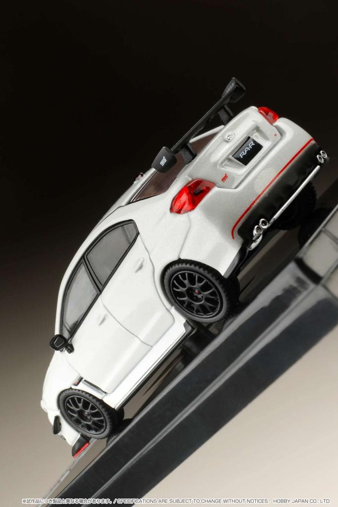 HJ64 Subaru WRX STI with Optional Display Crystal White Finished Product HJ641040W 1/64 RA-R Equipment/engine Model, Pearl,