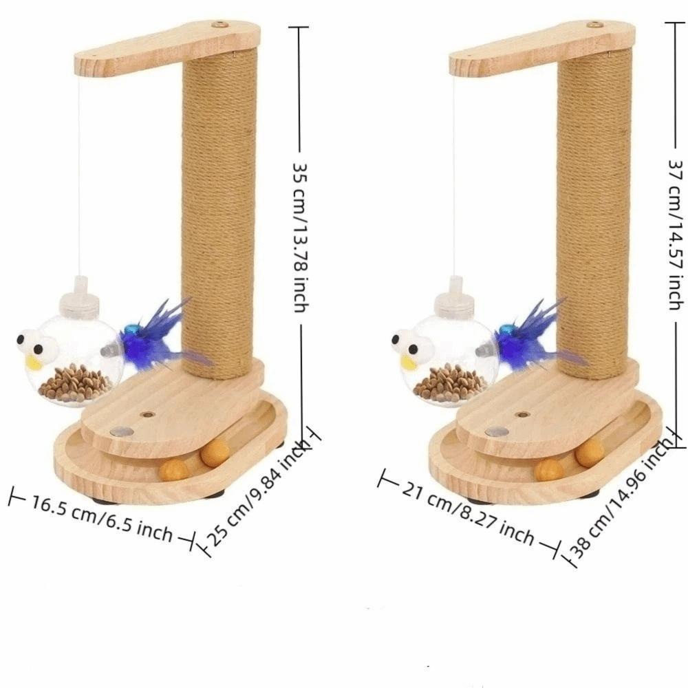 Wear-resistant Cat Scratch Post Rotating Platform Vertical Cat Turntable Column Food Puzzle Ball Cat Teaser Kitten Scratching