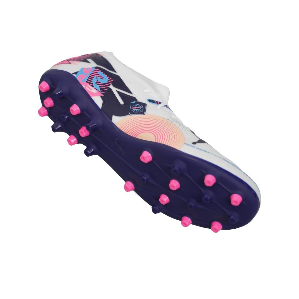 Puma Future 7 Match Mg Artificial Grass Football Shoes Unisex Football Shoes White Blue Pink 108136-01
