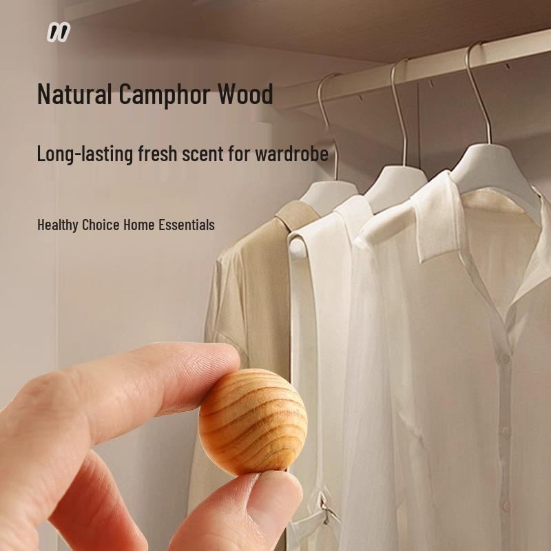 Camphor Wood Beads 2.5cm: Wardrobe Anti-Mold, Insect Repellent, Moisture-Proof, Natural Mothball Alternative