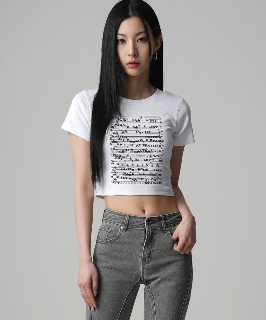 AVANDRESS Letter Crop T-Shirt - 3Col
