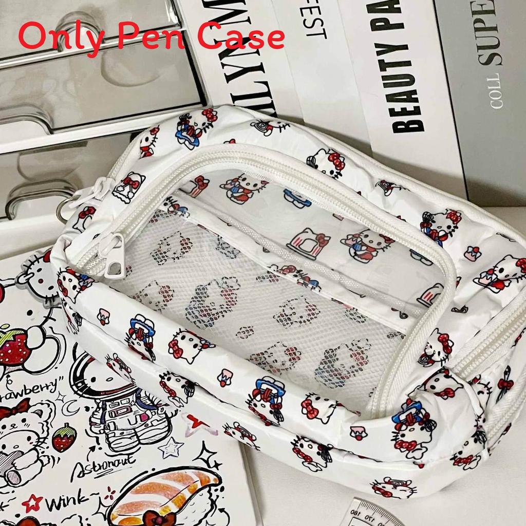 Trousse Hello Kitty en tissu grande capacité, idéale pour les étudiants et le bureau.