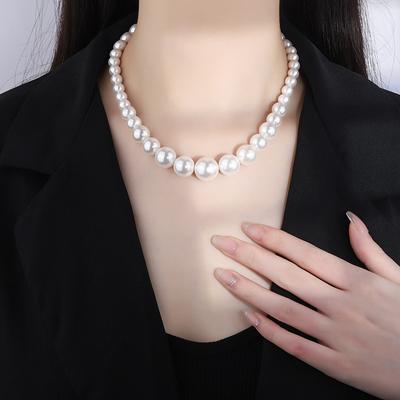 Koreanische Nachahmung Natürliche Süßwasser Perle Halskette Französisch Vintage Shell Perle Kragen Kette Halskette Zubehör
