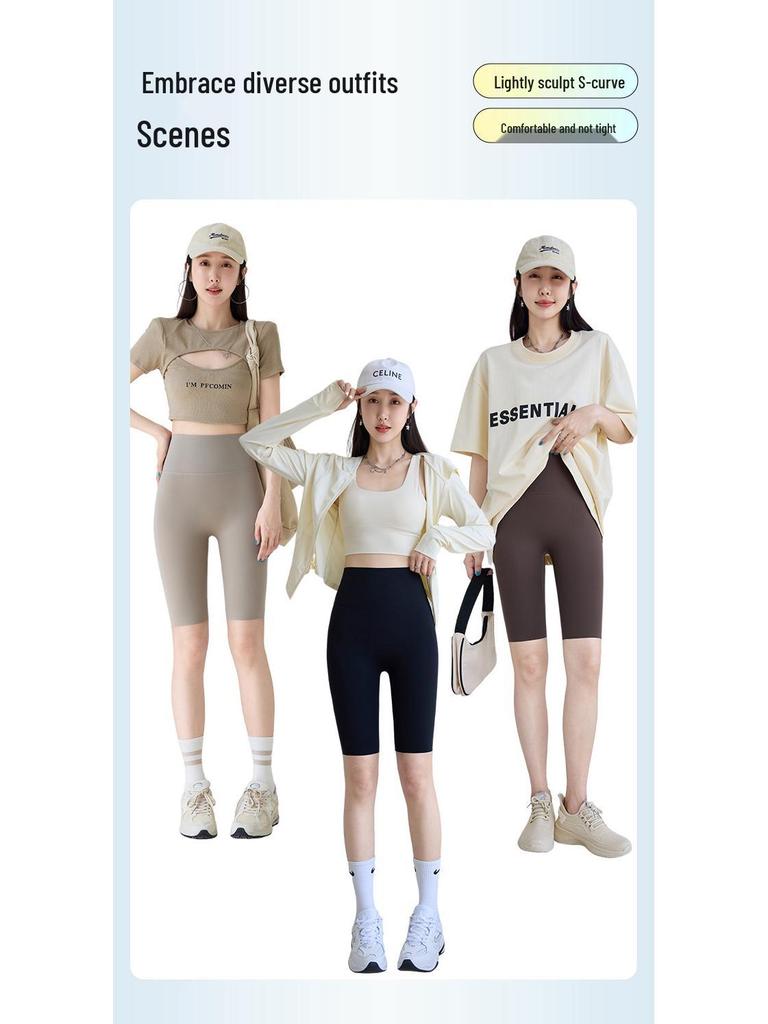 White 2024 Women's Shark Style Cycling Shorts: Summer Thin, Tummy Control & Hip Lift Yoga Leggings