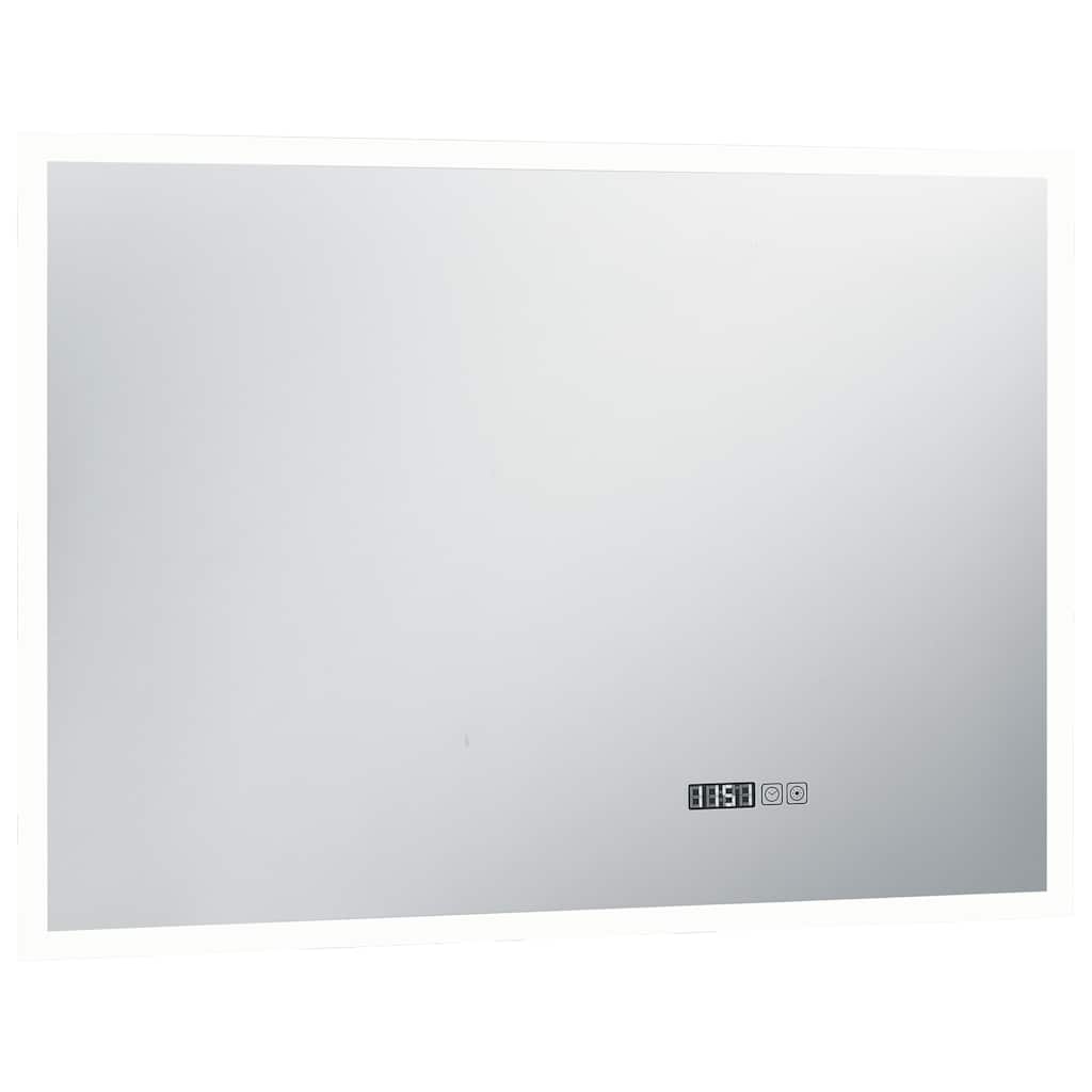 LED Bathroom Mirror with Touch Sensor and Time Display 100 x 60 cm