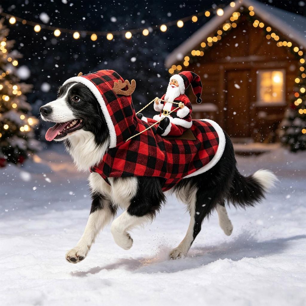 Festive Pet Christmas Horse Riding Costume Funny Holiday Party Dress Up Outfit for
