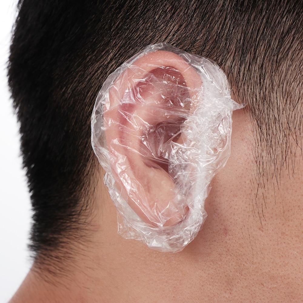 100Pcs Disposable Waterproof Ear Protector Cover Caps Salon Hairdressing Dye Shield Protection Shower Cap Tool