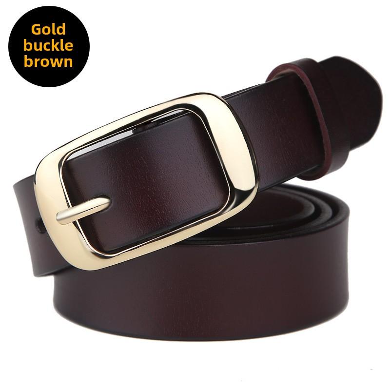 Women's Genuine Leather Belt - Pin Buckle, Adjustable Fashion Waistband Accessory