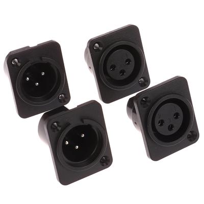 1Pc Xlr 3Pin Male Female Panel Audio Microphone Jack Plug Connector