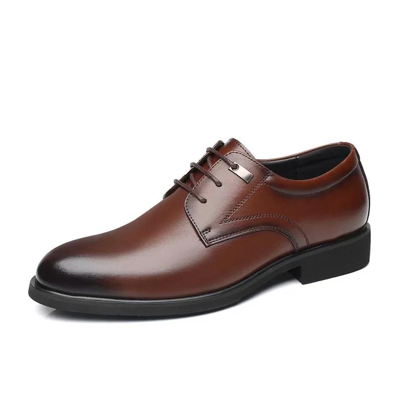 High Quality Formal Leather Men Dress Shoes Breathable Mens Casual Shoes Italian Luxury Brand Lace-Up Non-slip Men Driving Shoes