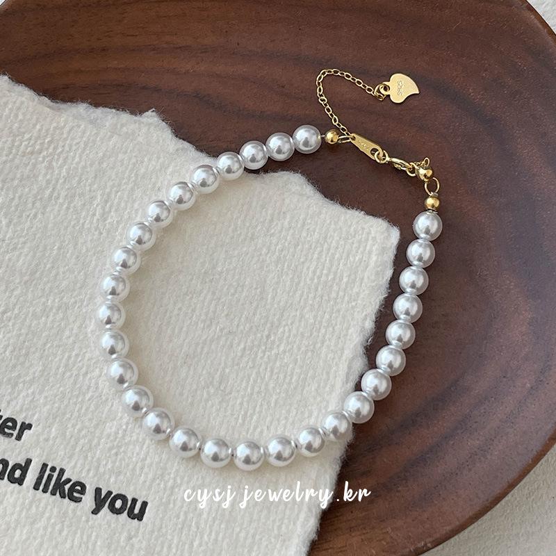 Cui Yan S925 Sterling Silver Korean Style White Pearl Bracelet for Women - Exquisite Hand Chain