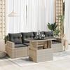 5 Piece Garden Sofa Set with Cushions Light Grey Poly Rattan