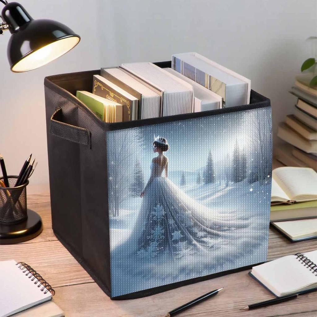 The Hem of A Dress in The Snow 5D Diamond Painting Storage Basket Full Round Drill Mosaic Diamond Embroidery Cross Stitch Kits Home Decor Home Decor