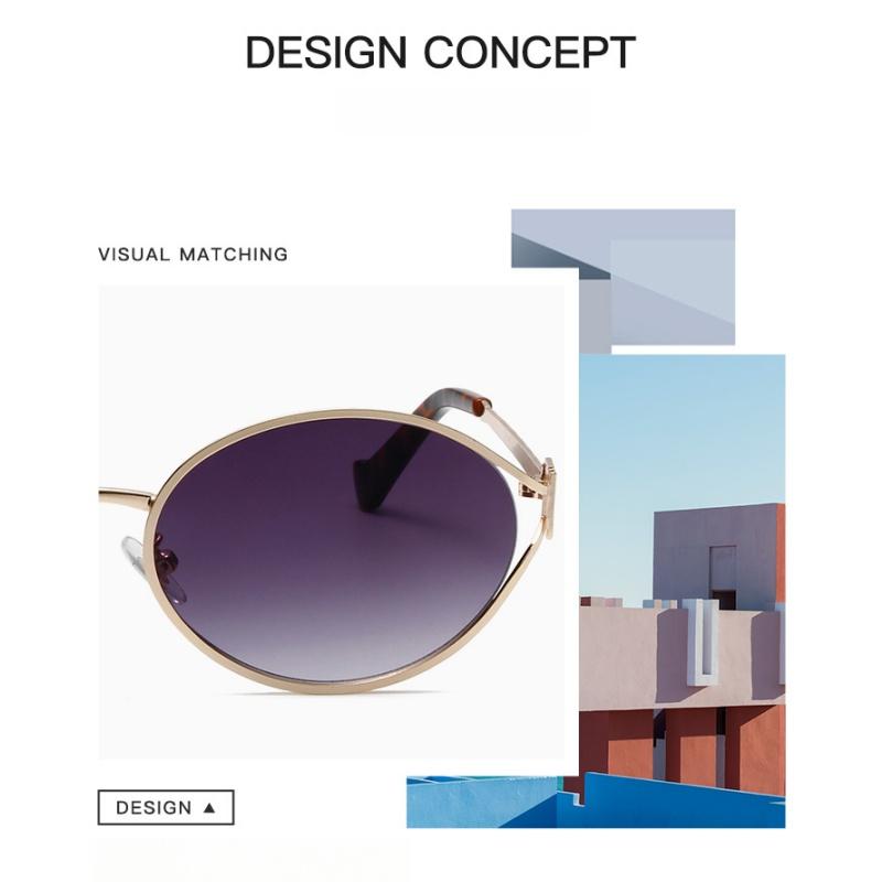 Women's sunglasses, men's and women's fashion round-frame metal sunglasses