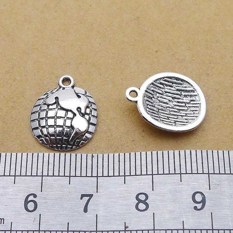 B0772 13x16mm Antique Silver Globe Chair Map Alloy Jewelry Accessories, 200pcs/pack, 1g.