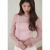Ruffle Mesh Long Sleeve T shirT  es2oTl03 